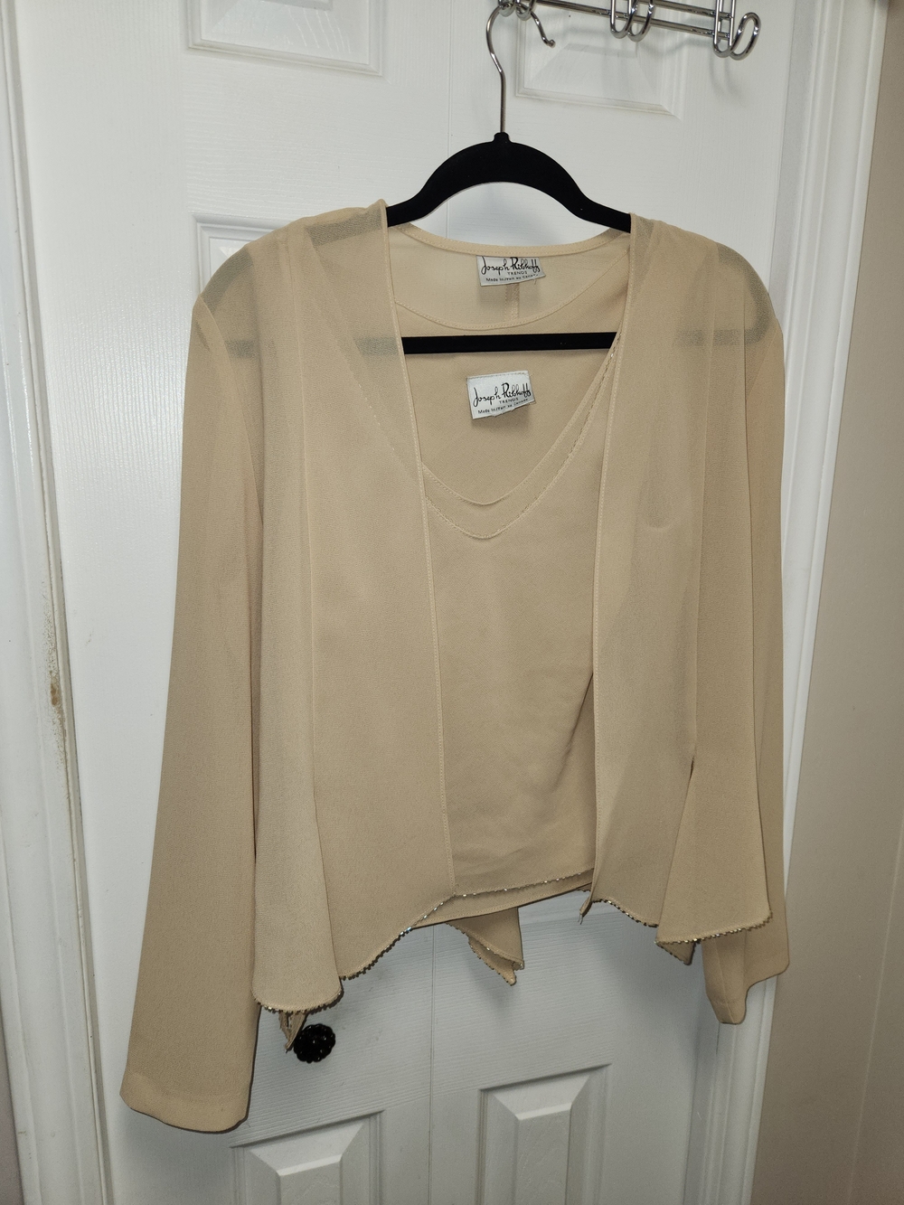 🍉Joseph Ribkoff Beige Open Front Jacket & Shell - Picture 7 of 11
